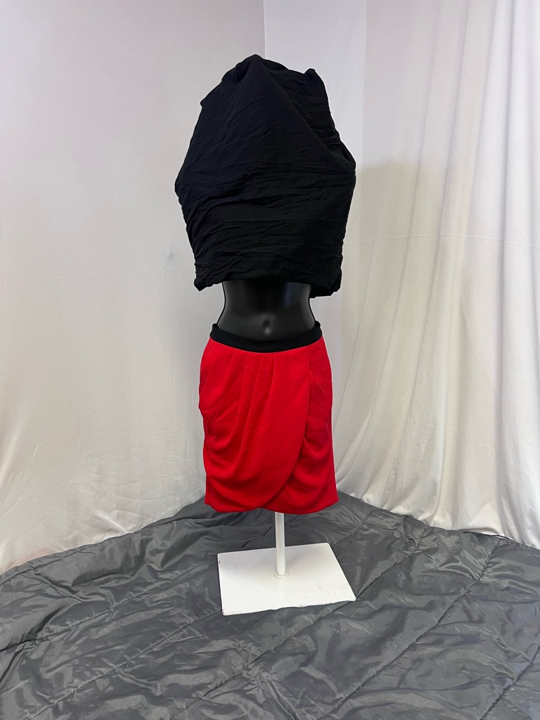 Banana Republic Red Mini Skirt With Black Waistband